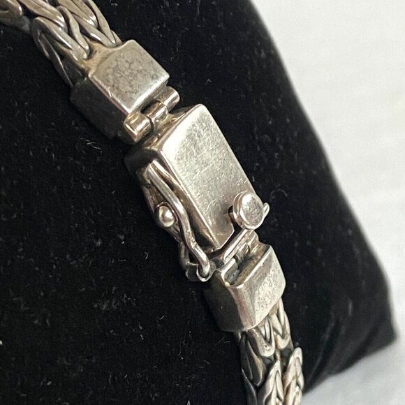 Sterling Silver 925 Purple Stone Dyed Howlite Chunky Byzantine Chain Bracelet - Picture 13 of 16